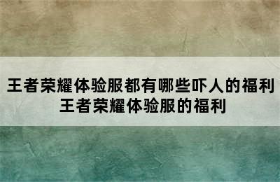 王者荣耀体验服都有哪些吓人的福利 王者荣耀体验服的福利